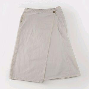 Universal Thread Wrap Skirt Women’s 10 Cream Denim Midi Flap Pockets